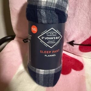 NWT JCPenney St. John's Bay Navy and Gray Flannel Sleep Pant, Size 3XL